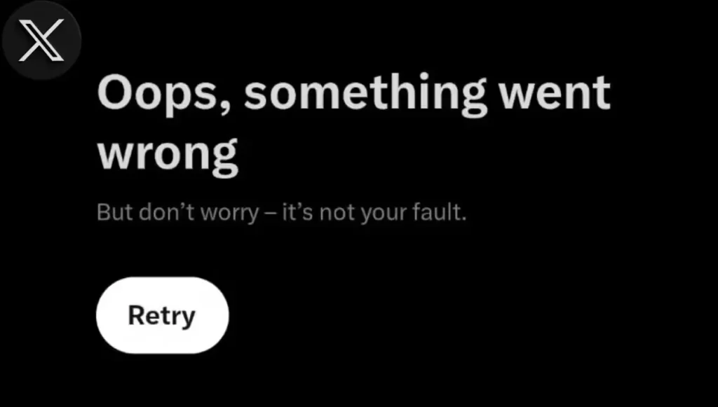 x platform showing error message to user